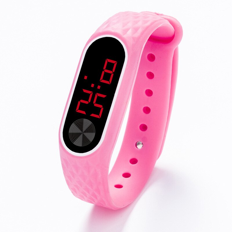 neue Stilvolle kinder LED Digitale Sport Uhr Jungen Mädchen Unisex Frauen Männer Elektronische Silikon Armband Armbanduhr: Pink Red