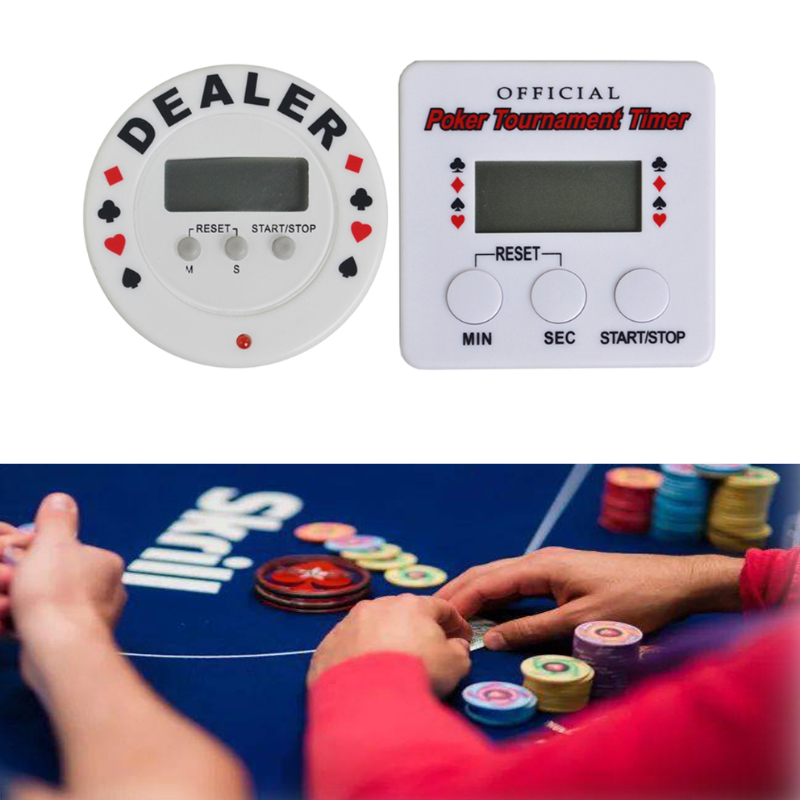 Texas Poker-Timer, digitaler Händler, exquisite runde und quadratische Form, weißes Kunststoff-Pokerturnier, 100-Minuten-Countdown-Timer