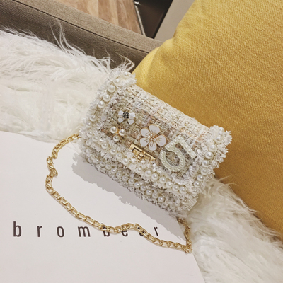 Bekasnoew Mode kinderen Handtassen Snoep Meisjes Boog Messenger Bags Kid Flap Schoudertassen: white beading