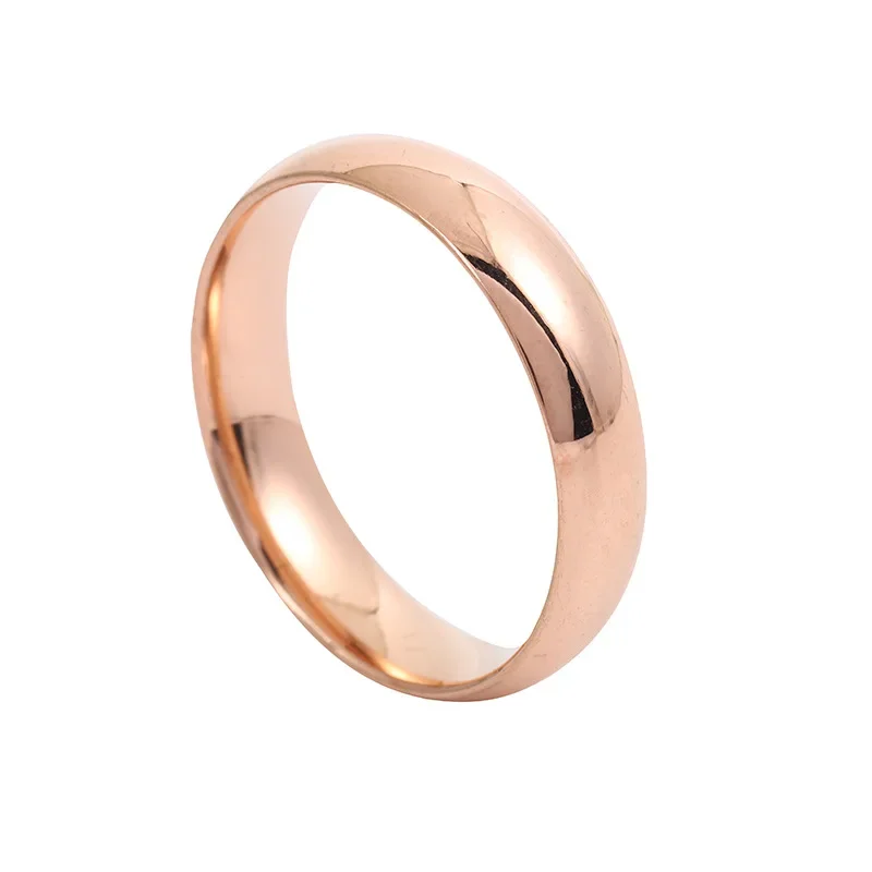 Anillo de acero de titanio, anillo exquisito de acero inoxidable para parejas lisas con arco de 4mm, joyería: 7 / Rojo