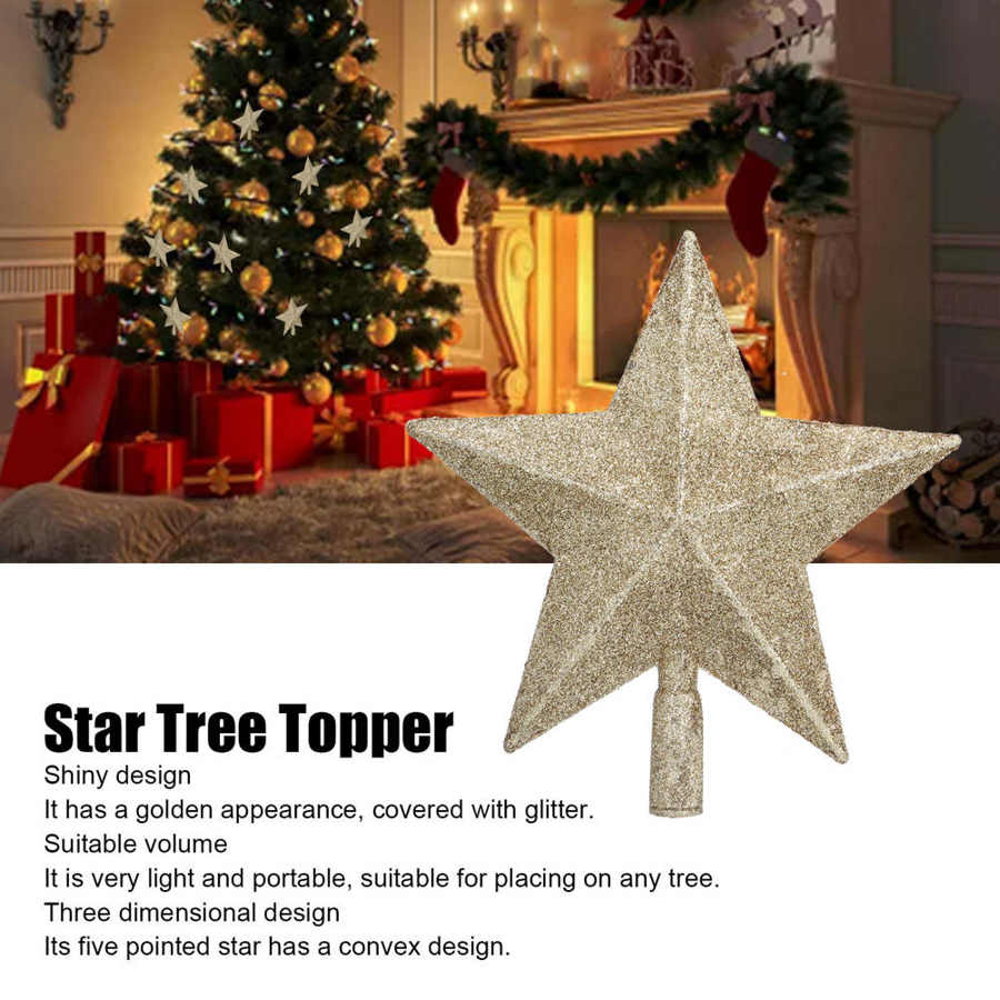 Star Tree Topper Decorated Golden Light Weight Shiny Mini Christmas Tree Topper for Home Shop Garlands