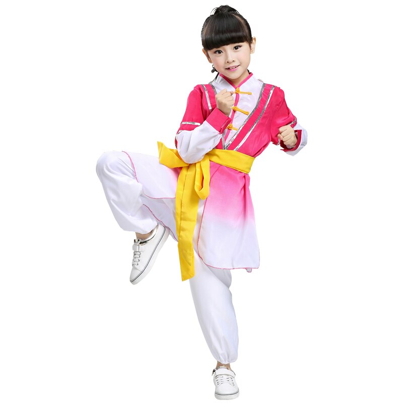 Boy Tae Kwon Do Kids Wushu Boy Chinese Traditional Clothing China Kungfu Suit Kung Fu Uniforms for Girls China Kungfu Costumes: Rose red / XXXL