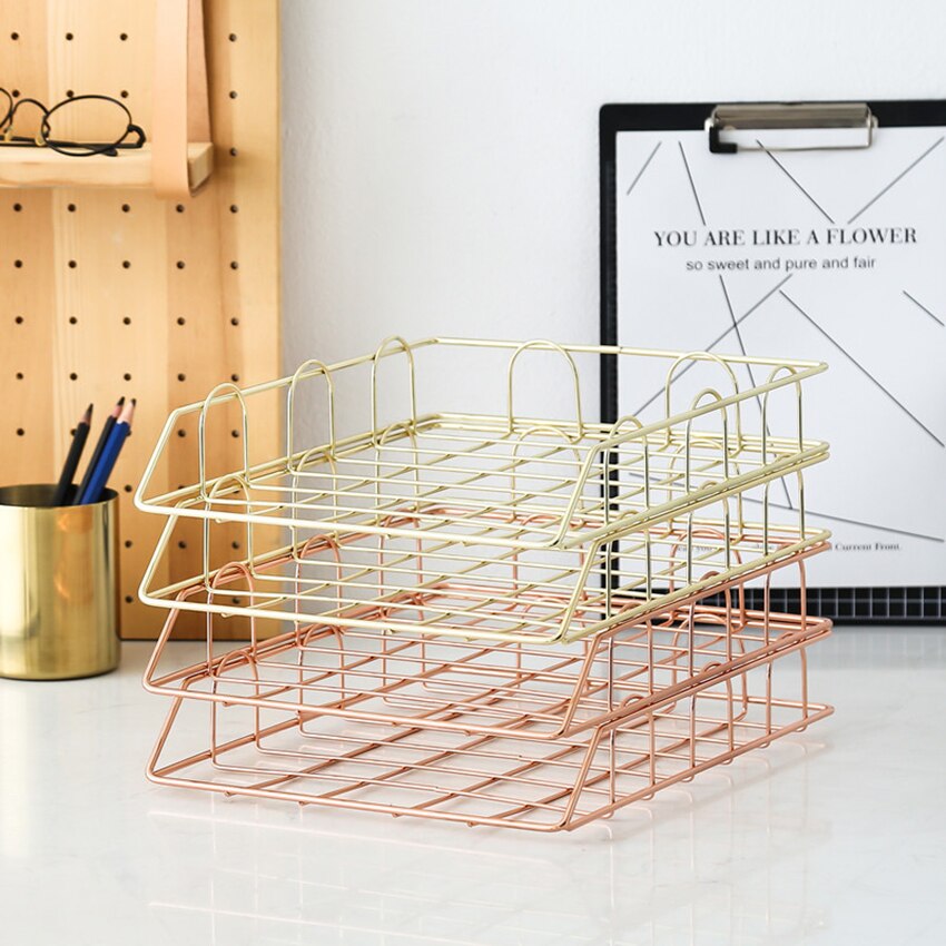 Support de bureau pour magazines, support de journaux en fer, plateau de stockage de fichiers de magazines à une couche pour le bureau, décoration de la maison