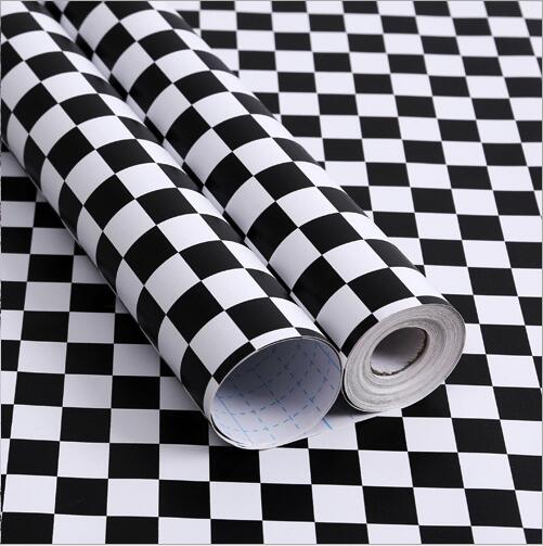 45cm X 10m zelfklevende Mozaïek PVC Vinyl Muurstickers Waterdicht Wallpapers voor Badkamer Keuken Poster Muur Stickers home Decor: Black and white grid