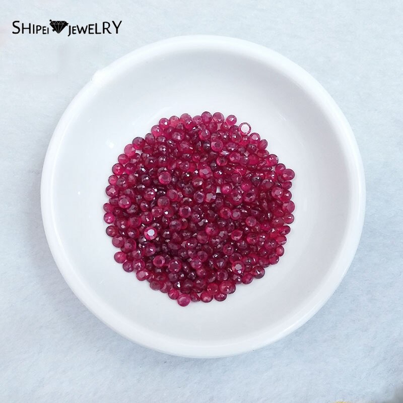 Shipei 1 Pcs Natuurlijke 3 Mm Ronde Cut Ruby Losse Edelsteen Voor Sieraden Maken Fijne Sieraden Diy Stenen