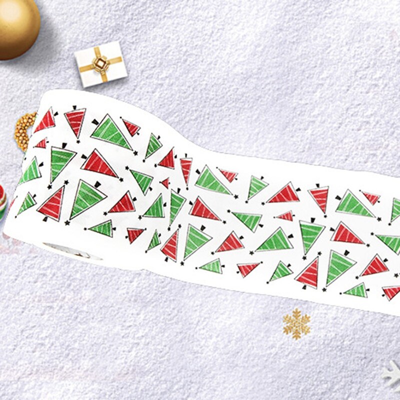 5PCS Christmas Pattern Series Roll Paper Christmas Decorations Prints Funny Toilet Paper Christmas Decorations for Home