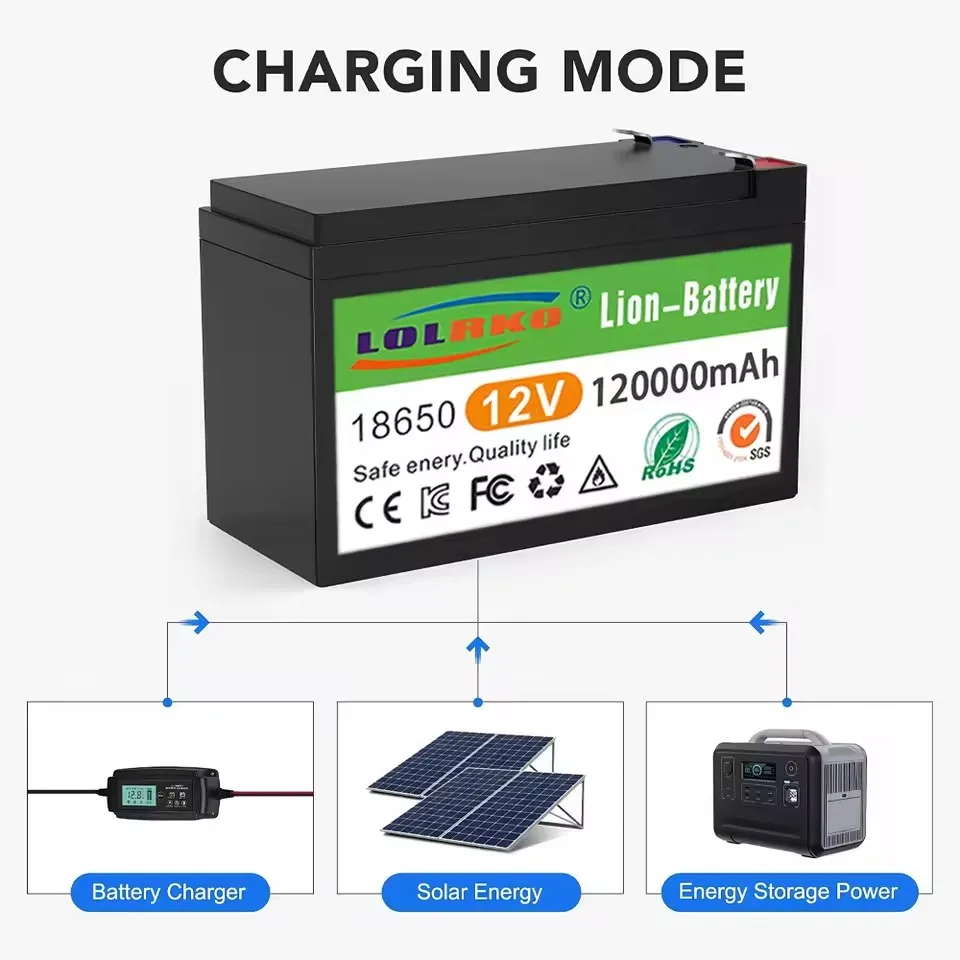 12V 120Ah Lithium Battery Deep Cycle 30A BMS 4000+Cycles Perfect for Solar Fish Finder Power Wheel Boat Home RV 18650 Battery