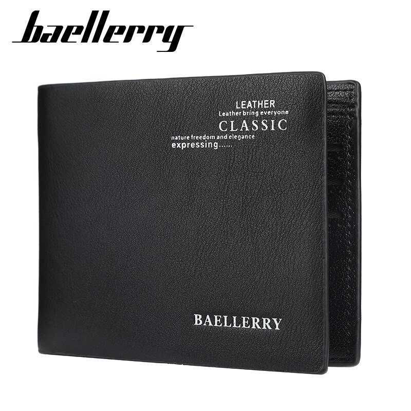 Baellerry Business Wallet Soft Leather Men's Short Slim European and American Multi-Card Plaid Wallet Youth Card Bag