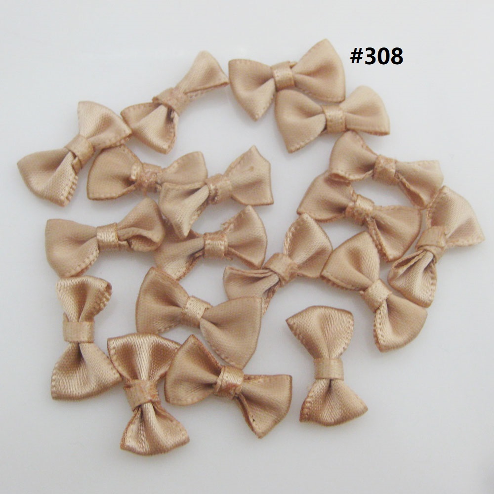 50Pcs 2CM long Line Shape Small Bows Satin Ribbon Knotted 35 Colors Cute Bowtie Clothes Headwear Ornament