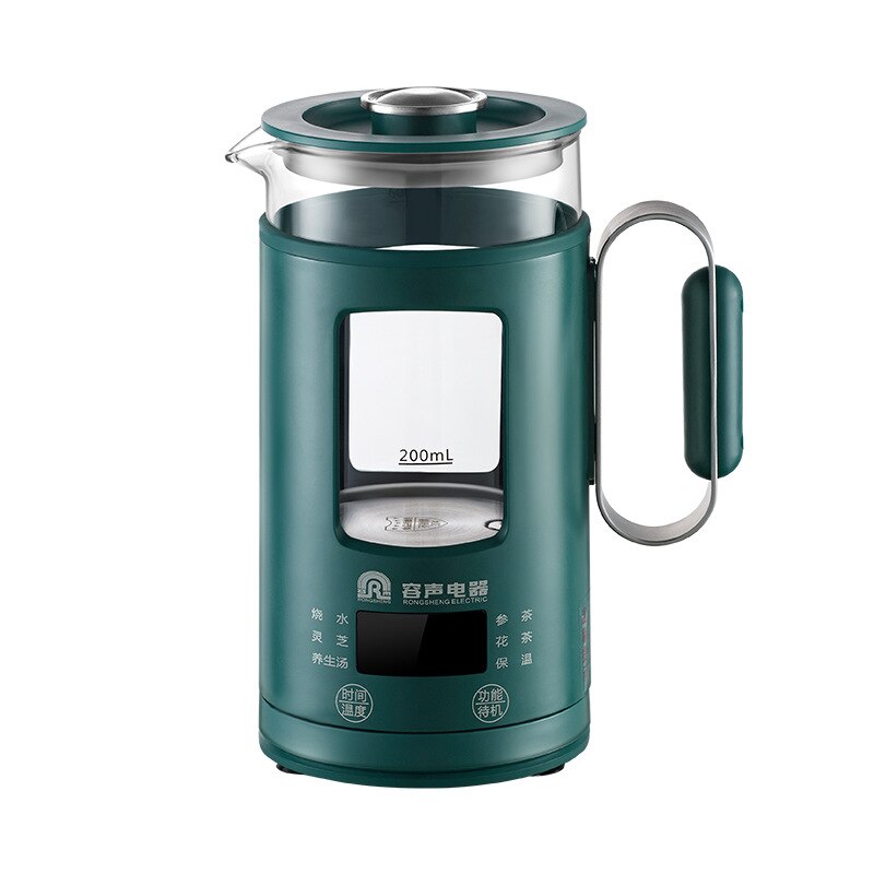 Théière à fleurs en verre, 220V, mini pot portable de préservation de la santé, théière, bouilloire, tasse d&#39;eau chaude, pour la maison: green with filter / UK