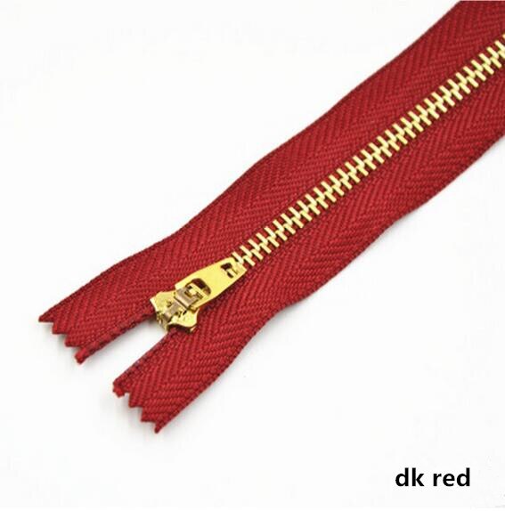 5 pièces 3 # fermeture à glissière en métal 13cm serrure automatique fermeture à glissière pour pantalon veste poche jean sac bricolage couture Zips vêtement accessoires A4-17: dk red