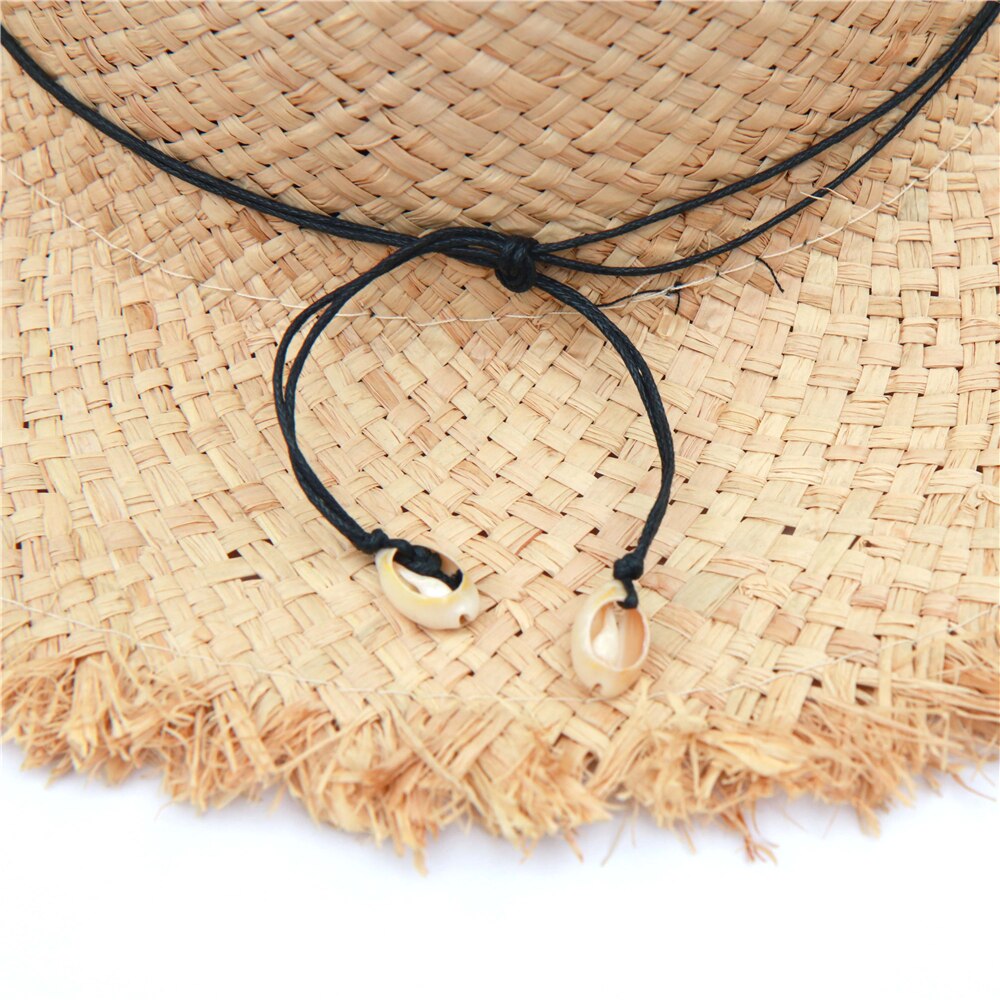 Mode Vrouwen Panama Hoeden Met Natuurlijke Shell Schelp Raffia Strand Hoed Zomer Stro Zonneklep Caps