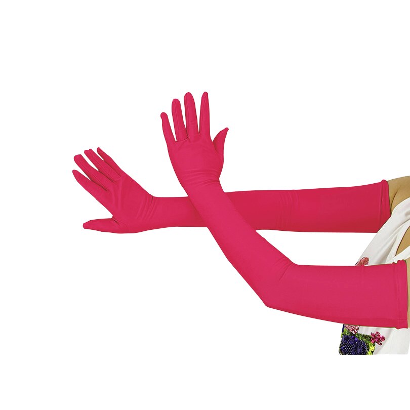 Ensnovo Adult Over Elbow 20 inch Stretchy Long Spandex Gloves Party Fancy Dressing Opera Cosplay Glove Sunscreen Gloves: Fuchsia