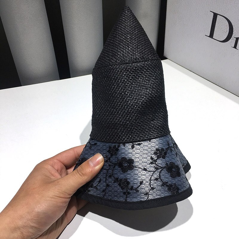 Franse Stijl Vrouwen Witte Hoed Bloem Patroon Strand Zonnehoed Haak Packable Reizen Vrouwen Hoed Derby Kerk Hoed Dames Schipper hoed