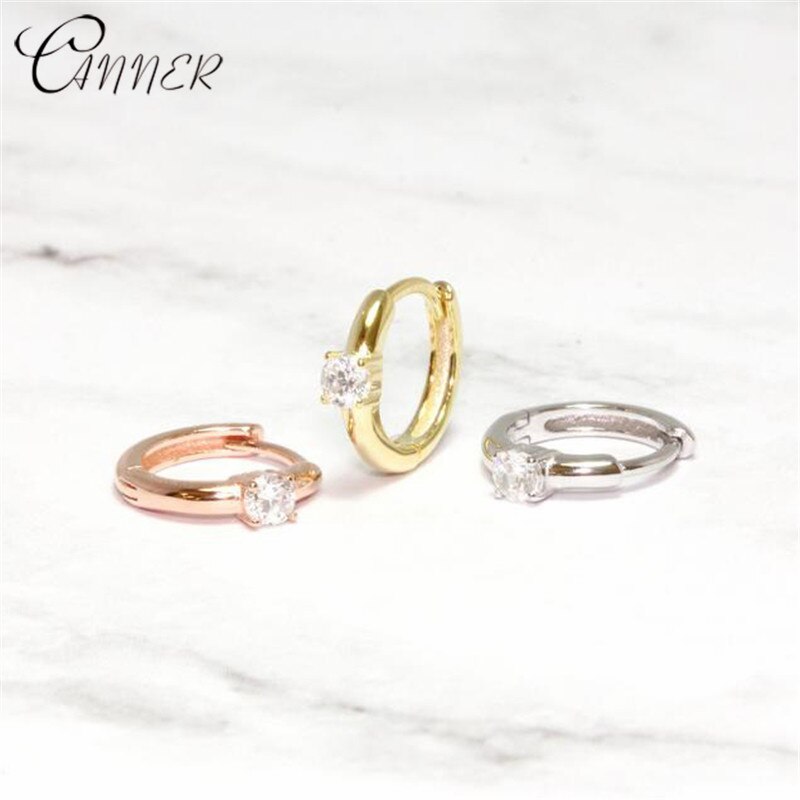 EINDOSER 925 Sterling Silber Ohrringe CZ Zirkon Runde Zucht Ohrringe für Frauen Schmuck Kleine Gold Higgie Brinco Ohrringe