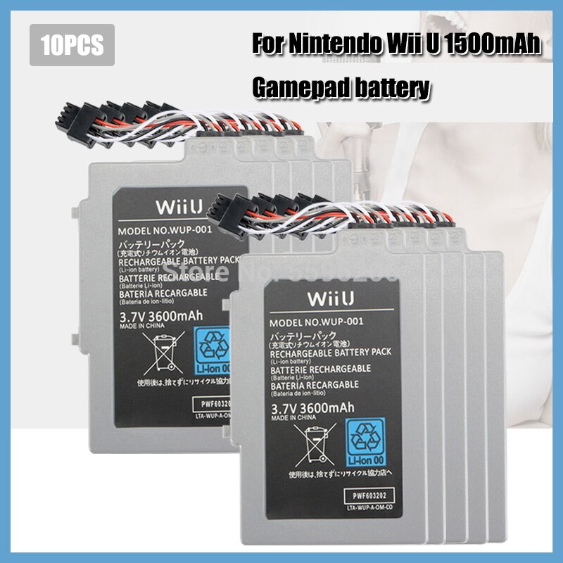 Paquete de batería recargable de ión-litio para Nintendo Wii U, 3,7 V, 3600mAh, baterías de repuesto para mando