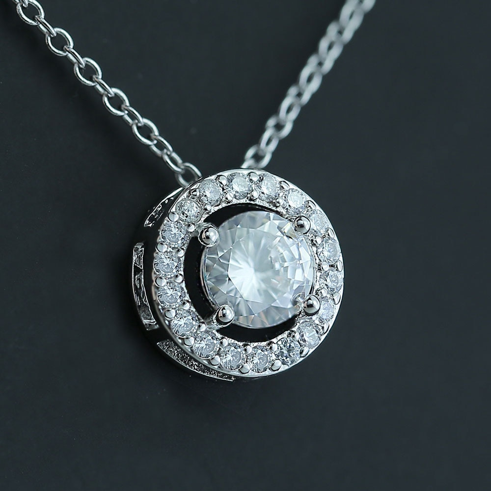 luxe rond solide 925 en argent sterling collier pour femmes dame anniversaire bijoux noël X5552