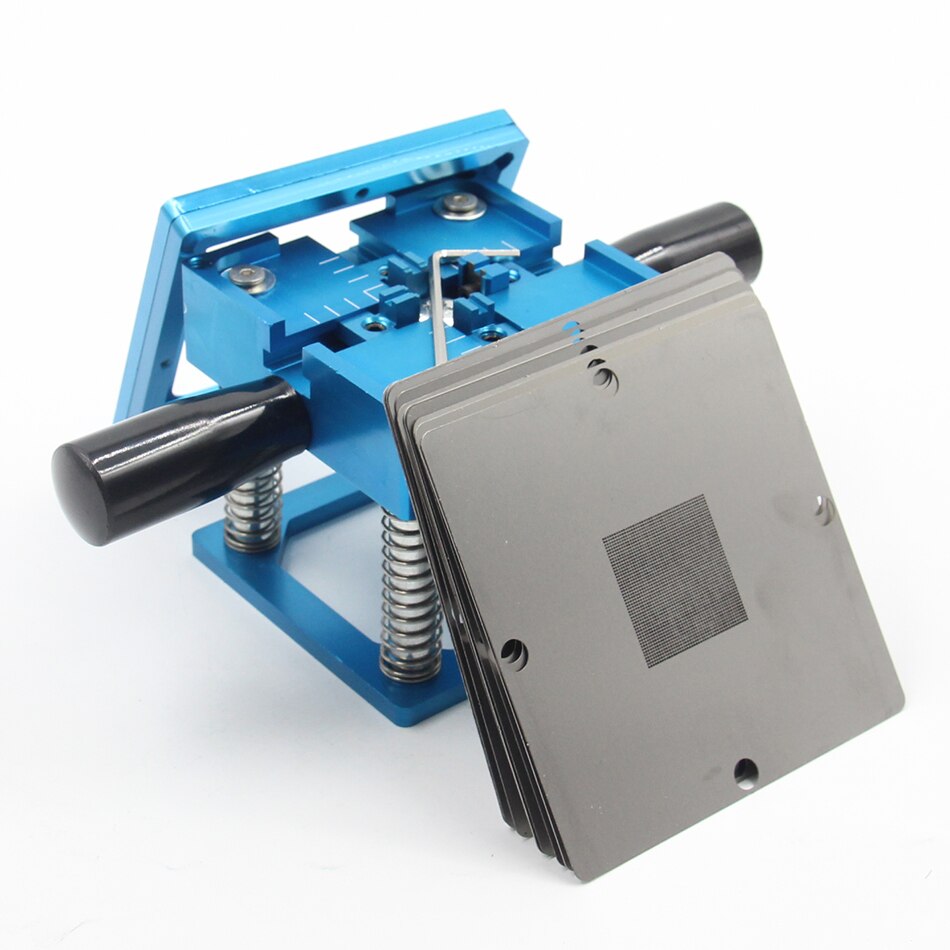 Blue BGA reballing kit 90*90mm BGA reballing station with hand shank 10/PCS BGA Universal Stencil: B Package