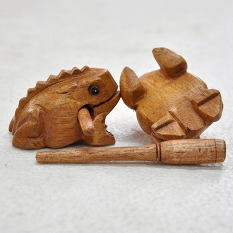 MMFC-Carved Croaking Wood Percussion Musical Sound Wood Frog Tone Block Toy