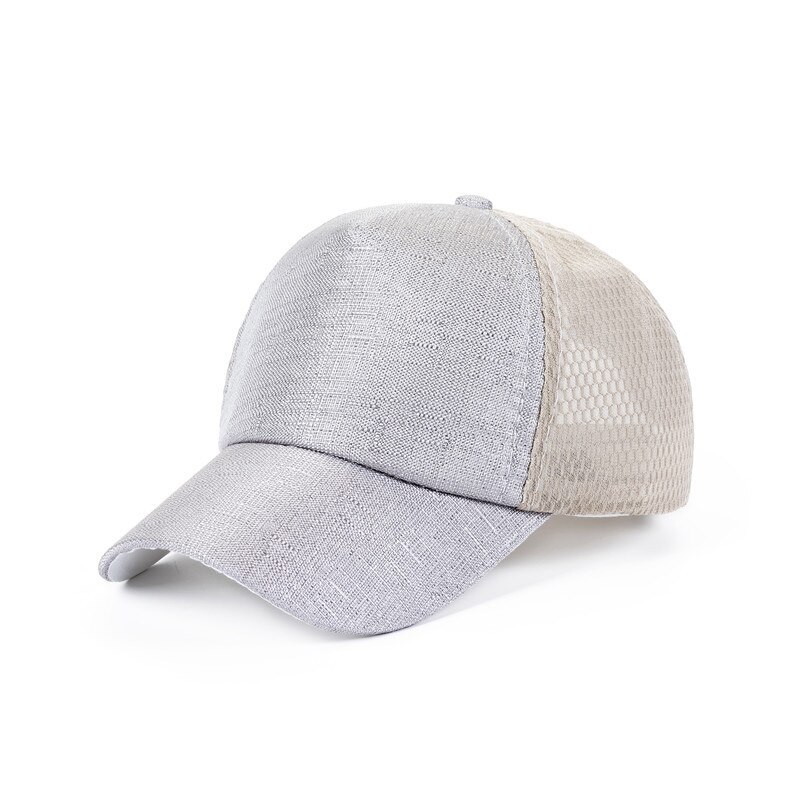 Glänsande barn baseball keps sommar utomhus andas mesh flickor pojkar solhatt enfärgade barn justerbara kepsar 3-8y: Grå