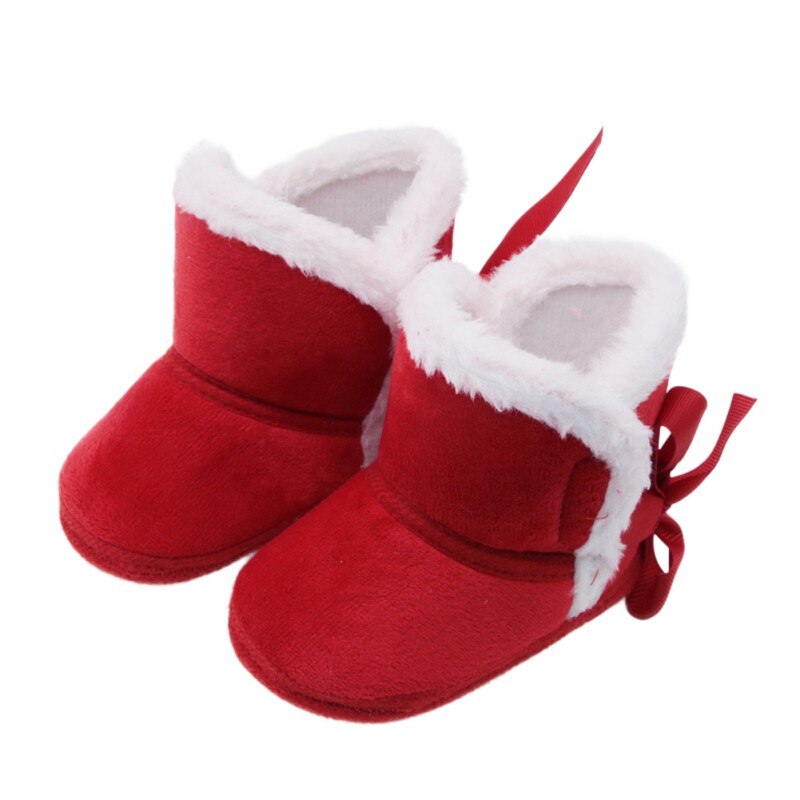 Newborn Toddler Warm Boots baby Girls Boys Shoes Soft Sole Fur Snow Boots for 0-18M Bebe First Walkers: Red / 2
