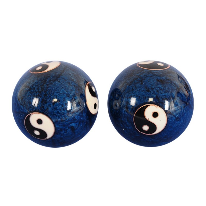 Fitness Hand Balls Carved Tai Chi Pattern Fitness Exercise Stress Ball Tai Chi Ball Cloisonne Craft Collection: Blue