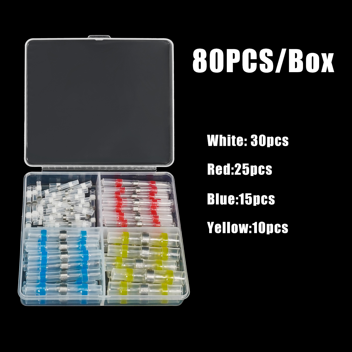 50 Uds. Terminales de conectores de cable de tubo termorretráctil con sello de soldadura impermeable con manguitos de soldadura: Gris oscuro