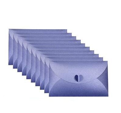 50 Pcs Handmade Mini Card Cute Post Card Heart Clasp Kraft Paper Envelopes Shining Colorful Envelopes Envelope Holders: Deep Blue
