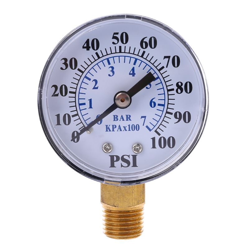 Well Pump Pressure Gauge 1/4'' NPT Thread 0-100 PSI 0-7 Bar Water Air Gas Pressure Monitor