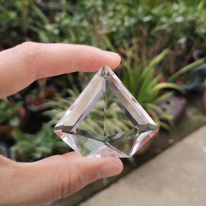48mm krystal solfanger oblate diamant prisme glas lysekrone lampe perle del regnbue hængende vedhæng hjem bryllup haveindretning: Gennemsigtig