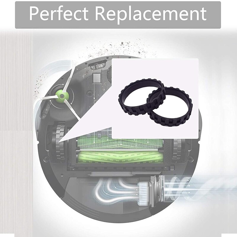 Neumáticos para IROBOT ROOMBA Serie 500, 600, 700, 800 y 900, antideslizantes, gran adherencia y fácil montaje, paquete de 4