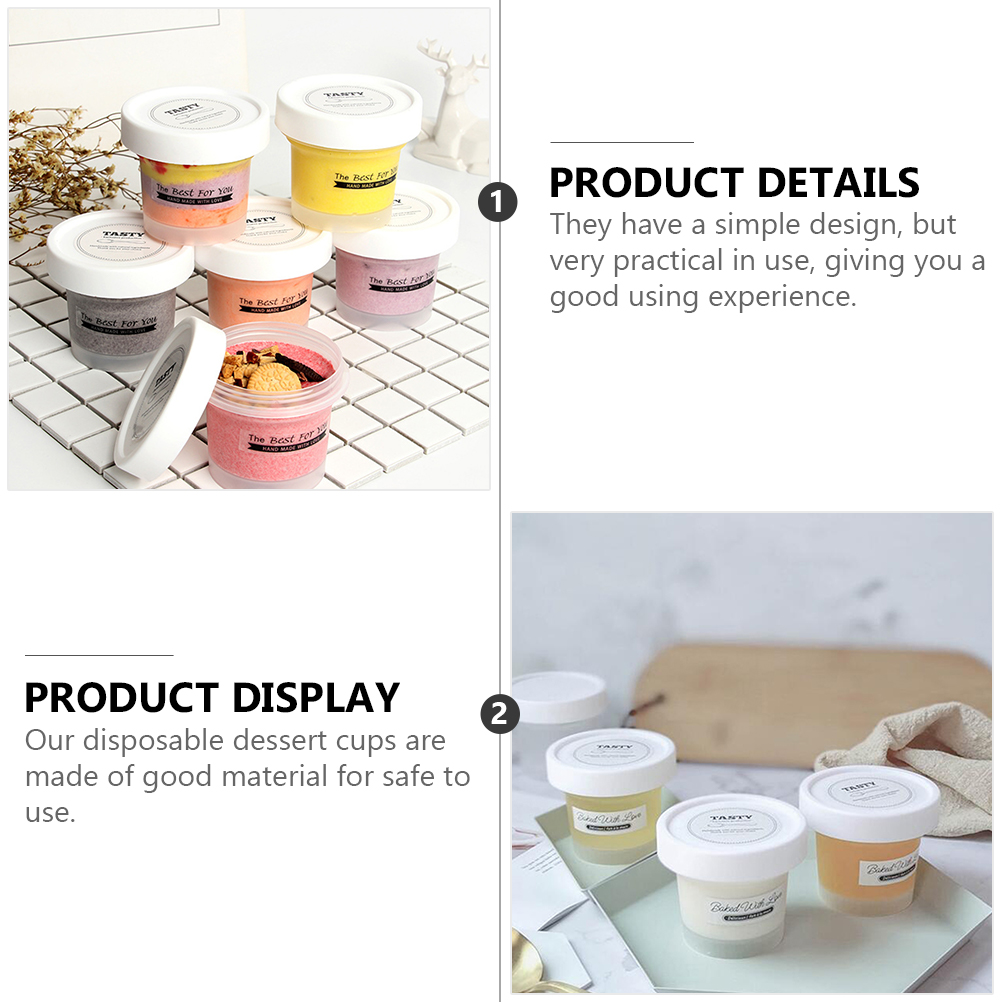 20Pcs 100ml Dessert Cups with Lids Ice Cream Pudding Cups Compact Snack Bowls