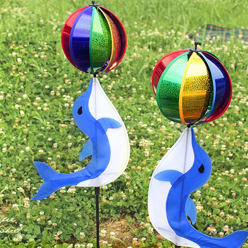 1Pc Wind Spinner Kleurrijke Windmolen Regenboog Leuke Cartoon Dier Dolfijn Winnower Kinderen Speelgoed