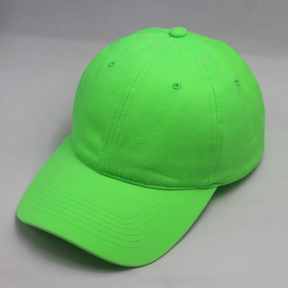 Wahsed Dazzling Blank Neon Groene Cap Vrouwen Mode Vlakte Cap Mannen Katoen Zachte Baseball Cap Neon Geel Oranje Roze