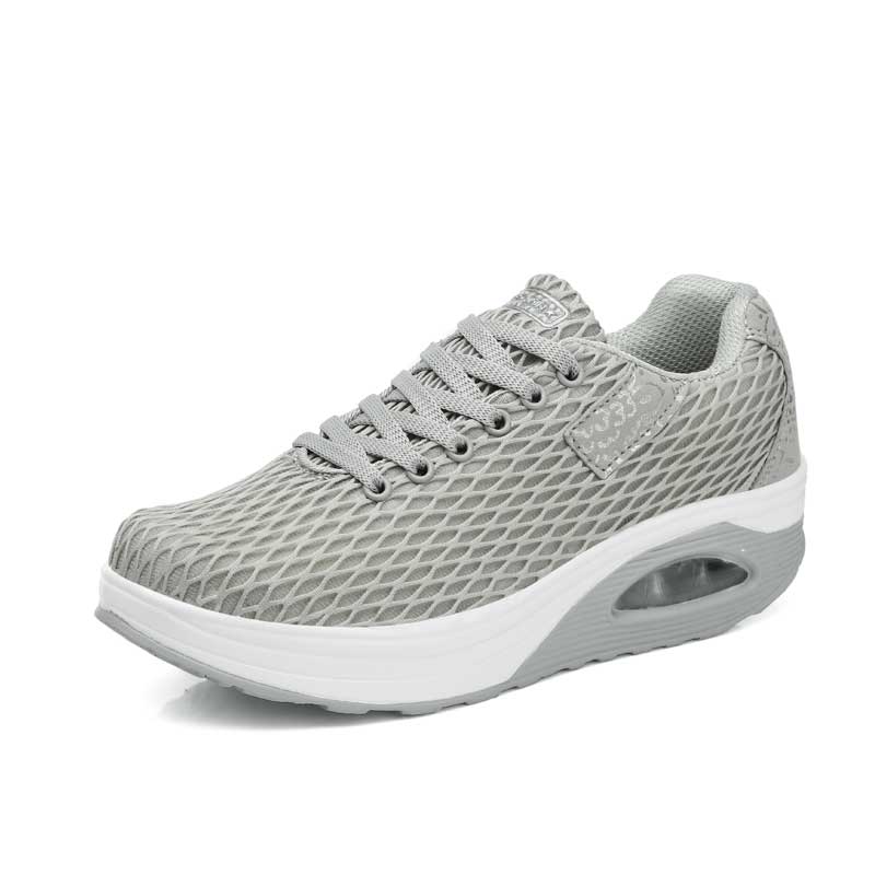 Trendy WoMen Air Cushion Tennis Shoes Flexible Stable Sport Shoes Breathable Mesh Athletics Sneaker: Gray / 7