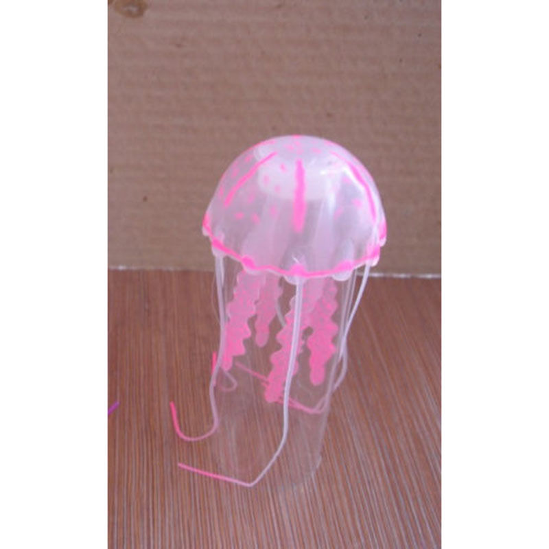 Rigtige akuarier! 5.5 "glødende effekt kunstige vandmænd til akvariefisk krukke tank ornament ornament svømme dekoration på: Lyserød