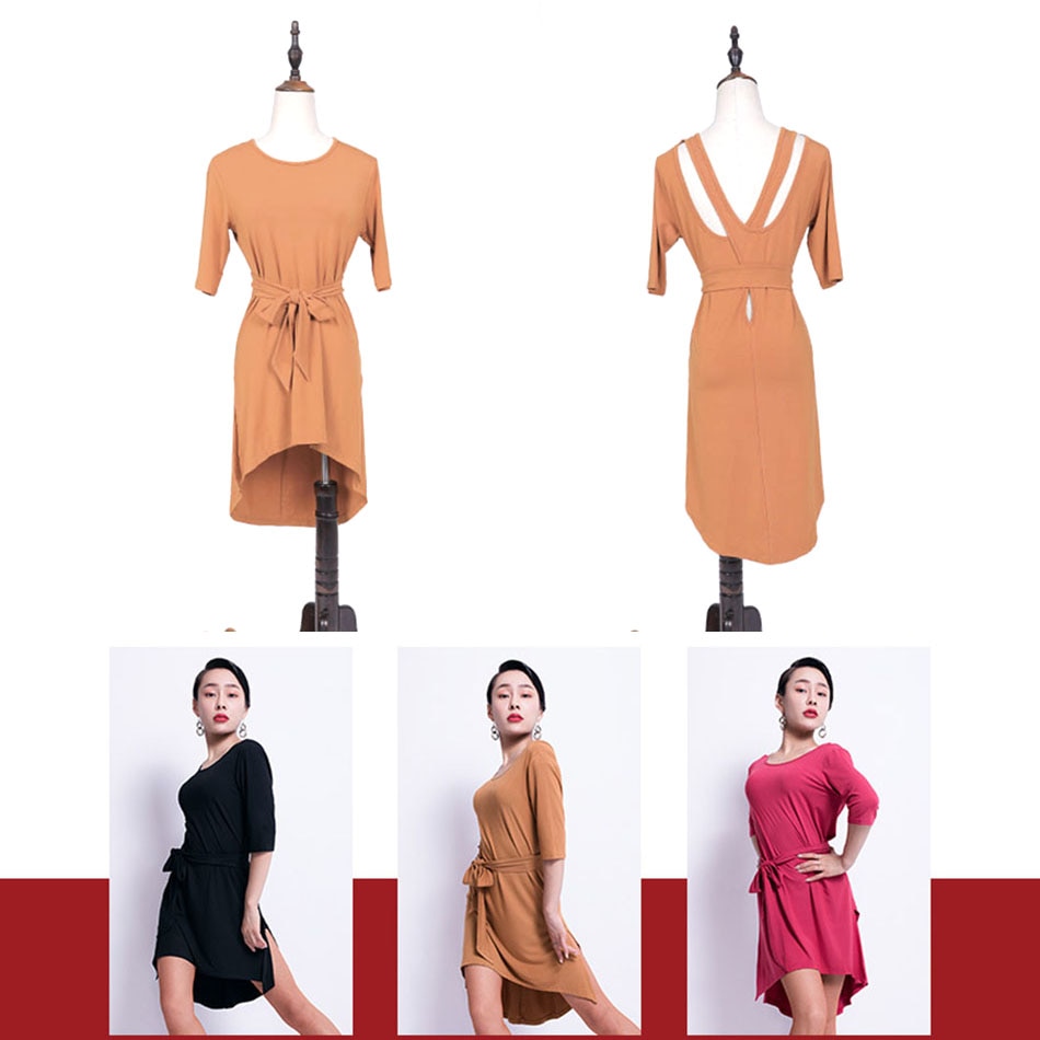 Latin Dance Dress Women Short Sleeve Tassel Dress for Ballroom Samba Tango Chacha Dancing Performamnce L1031