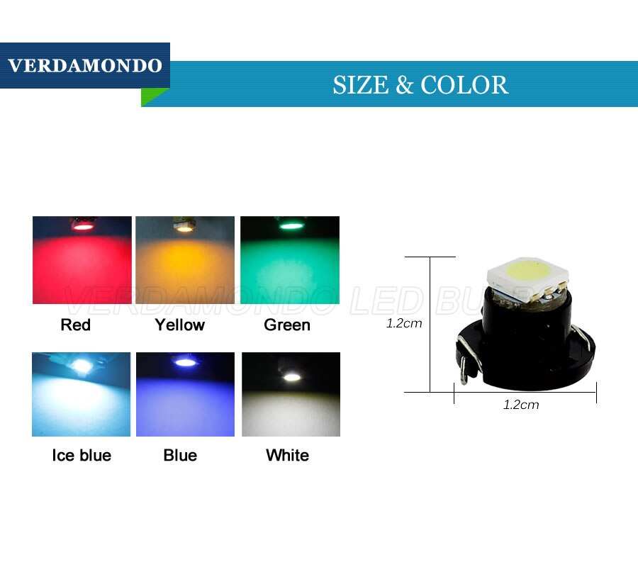 10x T4.7 Led Lampen 5050 Smd Auto Dashboard Waarschuwing Indicator Light Instrument Cluster Lamp DC12V Wit Rood Geel Groen Ijs blauw