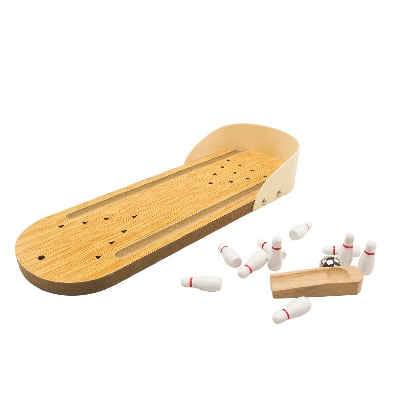 Mini Bowling Games Wooden Miniature Bowling Ball Set for Kids Adults Party Fun Indoor table games