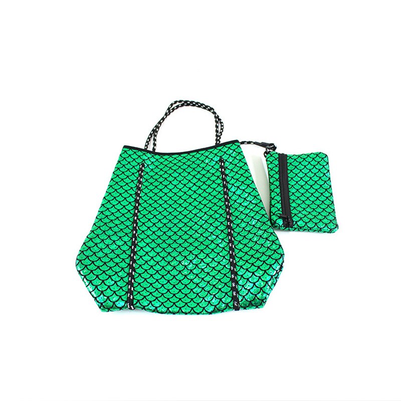 Femmes Pratique Néoprène Sac De Plage En Plein Air En Néoprène Sac À Main Grande Capacité Décontracté Sac À Bandoulière De Maman Sac Sacs Composites: green