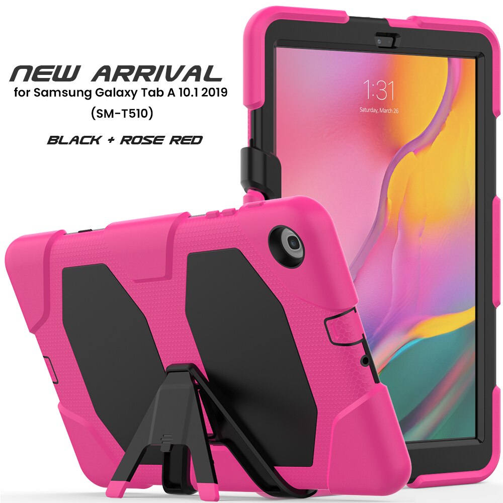 Hoesjes voor samsung galaxy tab  a 10.1 hoes afneembare kickstand siliconen schokbestendige tablethoes voor galaxy  t510/t515: Rozenrood