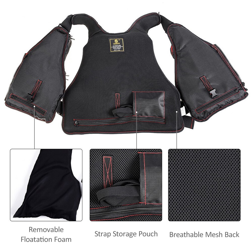 Fly Fishing Vest Outdoor Breathable Multi Pockets Padded Safety Jacket Swimming Sailing Flotation Waistcoat Utility Vest