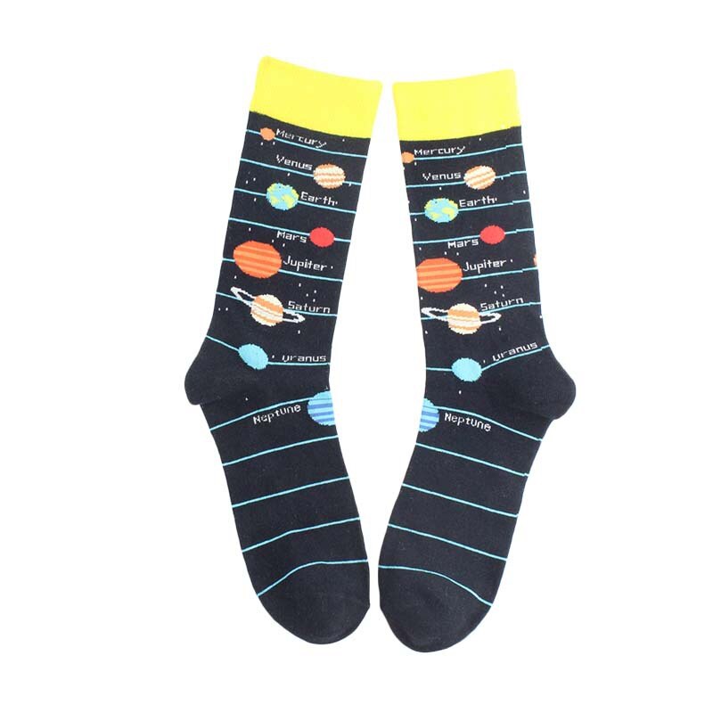 Streetwear Unisex dibujos animados divertidos Calcetines para hombre algodón con Alien Planet Universe Calcetines de Hip Hop hombres Happy Calcetines Meias 131304: 8