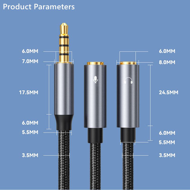 Cable de Audio auxiliar Jack de 3,5mm macho a hembra, adaptador divisor de 1 a 2, 4 polos con micrófono estéreo para PC, auriculares, micrófono de altavoz para coche