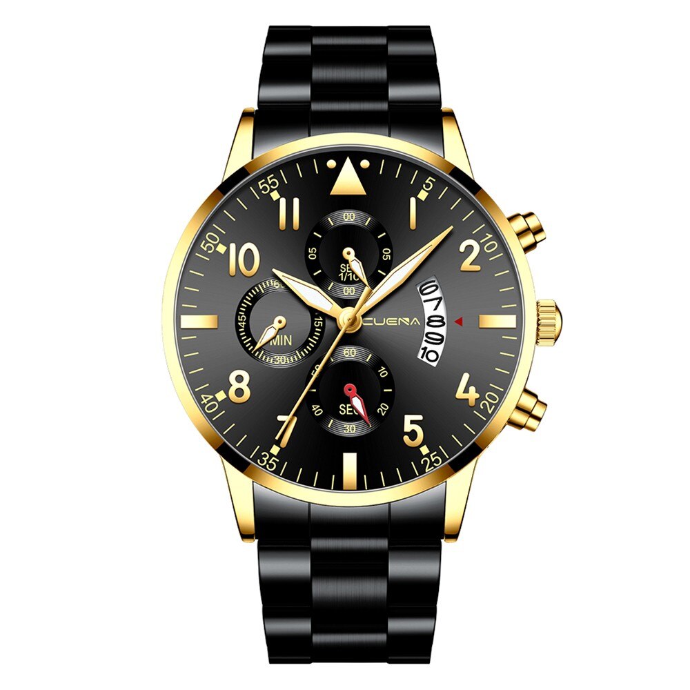 Relogio masculino horloges heren sport roestvrij stalen kast leren band horloge quartz zakelijk polshorloge reloj hombre: O