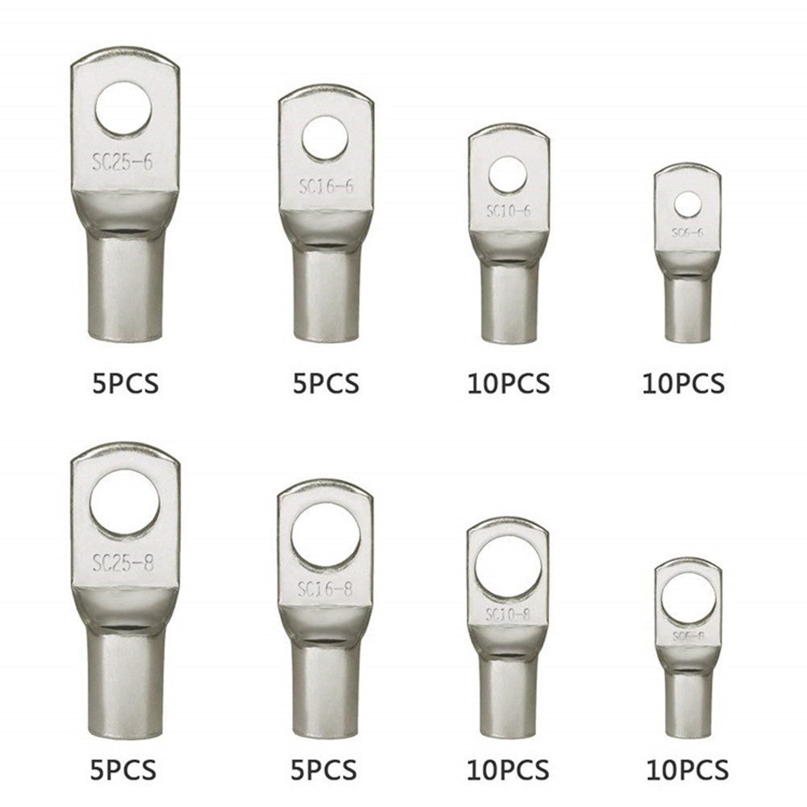 60pcs Tinned Bolt Hole Crimp Ring Battery Connector Mouth Preview Nose Crimper Wire Connector Kit Cable Battery Terminals Ring