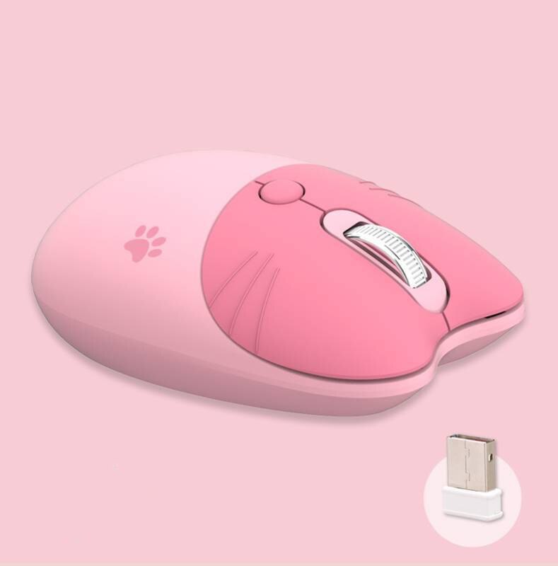 Wireless Mouse 3 DPI Adjustable Optical Mause Silent Button Office Mouse Ergonomic USB Laptop Cute Mice Pink For Girl