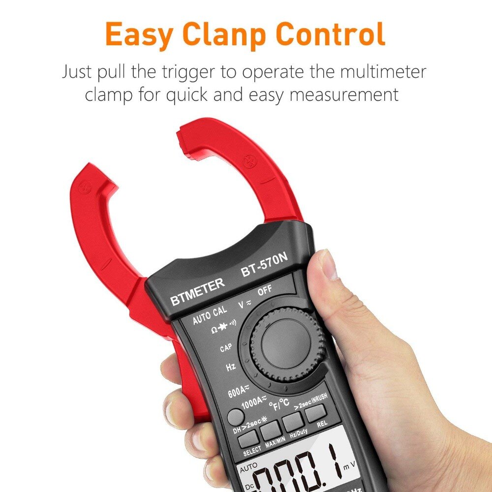 Digital Clamp Meter BT-570N True RMS,AC/DC Current Voltage Auto Range 6000 Display Voltage Tester Meter,Inrush Current test