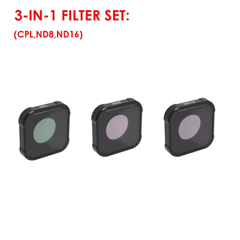 Per I Filtri delle Lenti Gopro Hero 9 Nero Set UV/CPL/ND4/8/16/32/64 di Azione accessori della macchina fotografica Per Go Pro Hero9 Filtro di Colore Alluminio: 3in1Mix Set