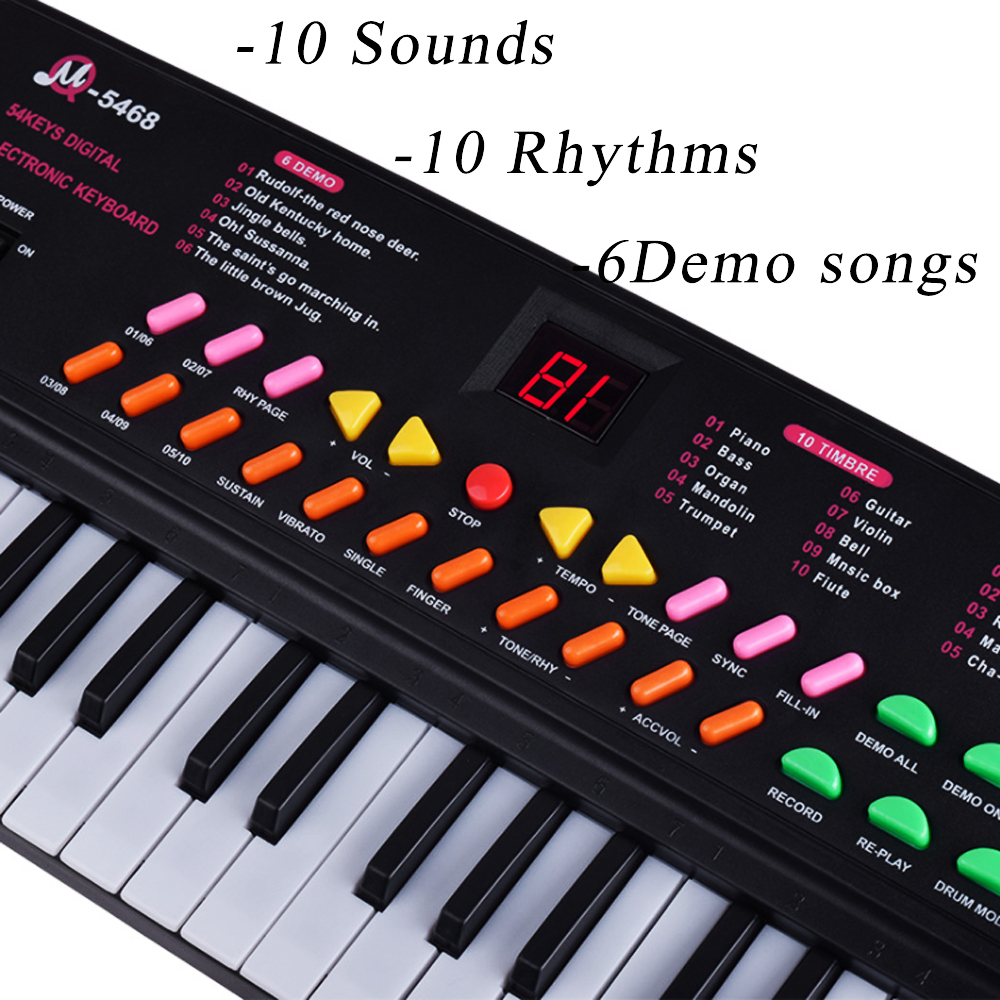 FOR KIDS 54 Keys Music Electronic Keyboard eletric Piano Multi-function Musical Instrument Kids With Microphone KB19